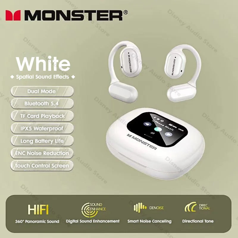 Monster Touch Pro100 Wireless Headphone Smart Touch Screen OWS Earphone Bluetooth 5.4 Support TF Card 30 Hours Long Battery Life
