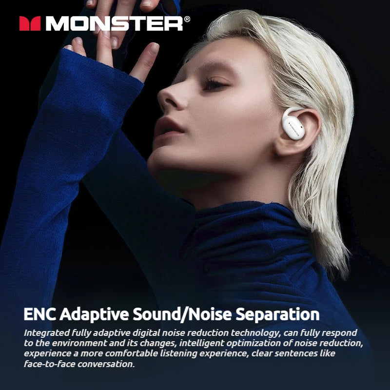 Monster Smart Touch Screen Bluetooth 5.4 Earphones Sports OWS Wireless Headphone IPX5 Waterproof Headsets Support TF Card Music